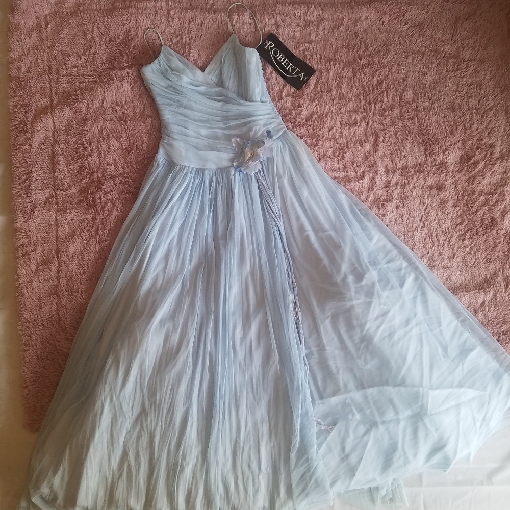 Roberta Spaghetti Strap Baby Blue Tulle Full Skirt Ball Gown NWT - Picture 6 of 6
